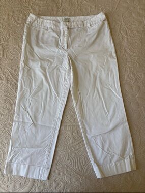 LOFT White Cropped Cuffed Pants